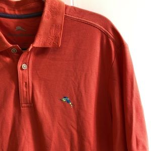 Tommy Bahama, Bird of Paradise Orange Polo Shirt, Size L